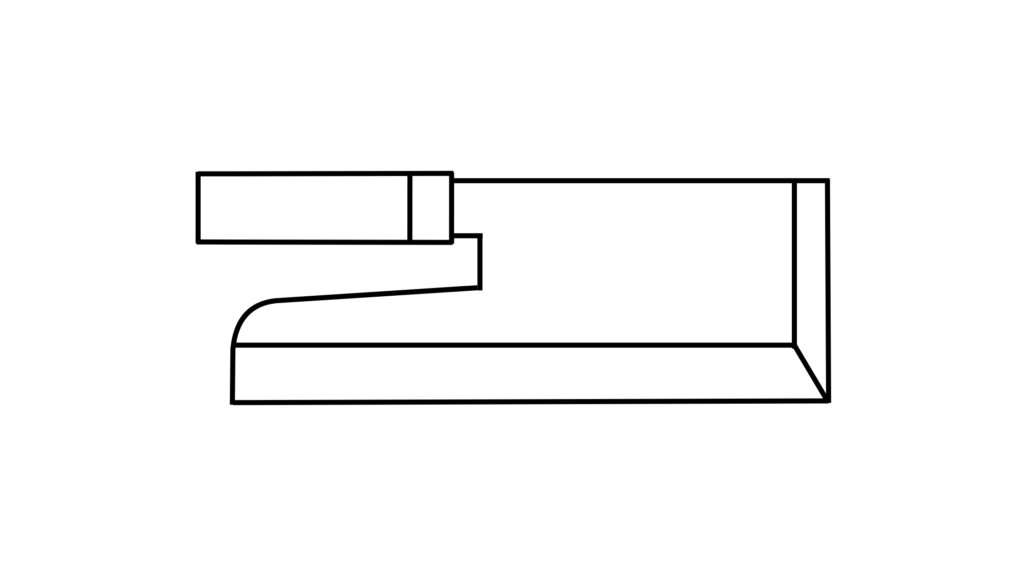 麺切り包丁（蕎麦切り包丁）

そばやうどんの生地を切るための専用包丁です。一度の動作で端から端まで均一に切れるよう、刃が直線的で非常に長く、柄の部分が刃の上部まで伸びた独特の形状をしています。
